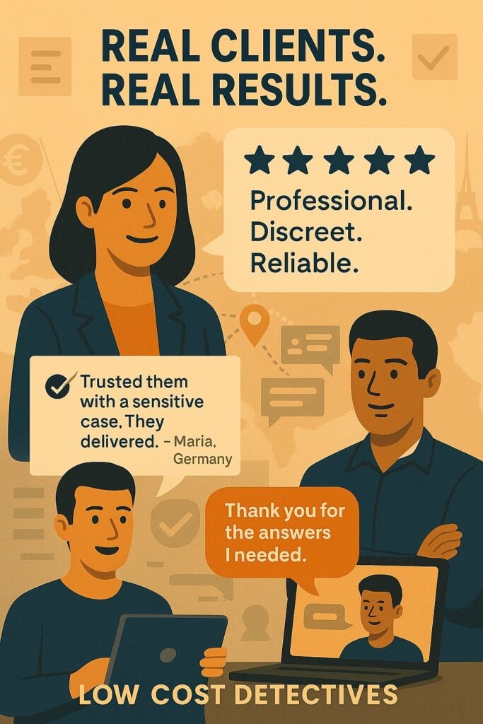 Low Cost Detectives - Client Reviews and Testimonials